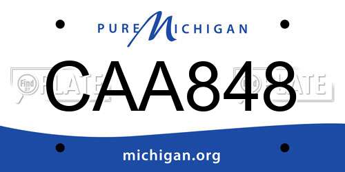 CAA848 Michigan License Plate