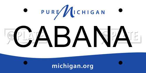 CABANA Michigan License Plate
