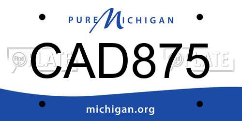 CAD875 Michigan License Plate