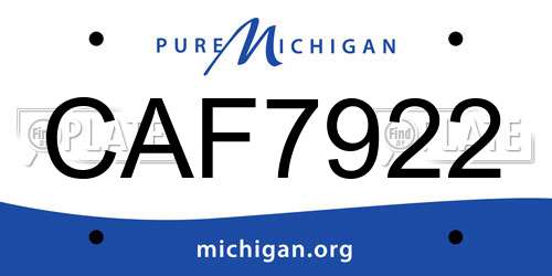 CAF7922 Michigan License Plate