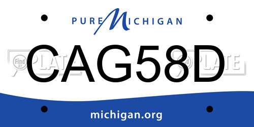 CAG58D Michigan License Plate