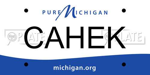 CAHEK Michigan License Plate
