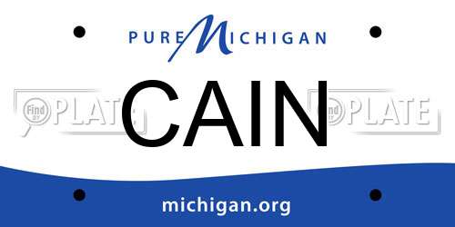 CAIN Michigan License Plate
