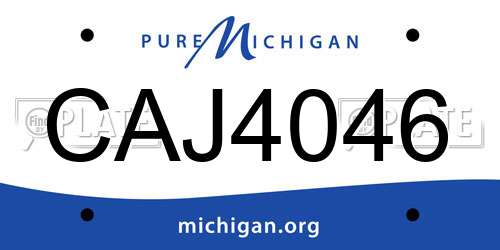 CAJ4046 Michigan License Plate