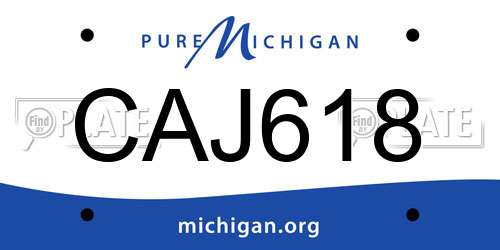 CAJ618 Michigan License Plate