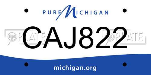 CAJ822 Michigan License Plate
