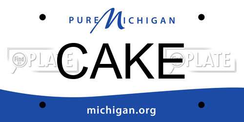 CAKE Michigan License Plate