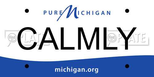 CALMLY Michigan License Plate