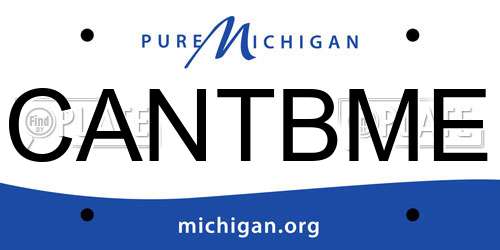 CANTBME Michigan License Plate