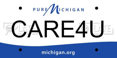 CARE4U Michigan License Plate