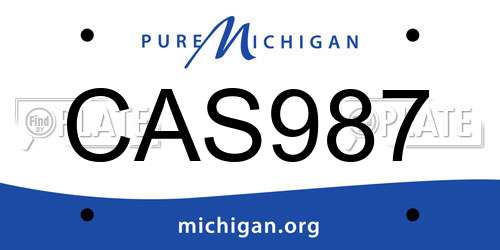 CAS987 Michigan License Plate