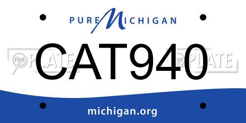 CAT940 Michigan License Plate