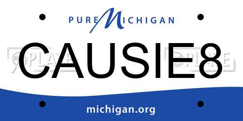 CAUSIE8 Michigan License Plate