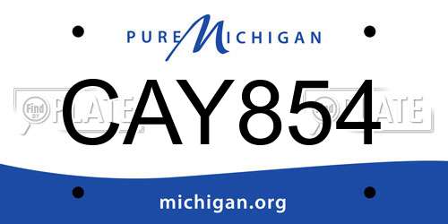 CAY854 Michigan License Plate