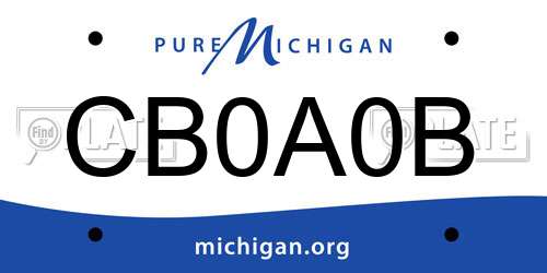 CB0A0B Michigan License Plate