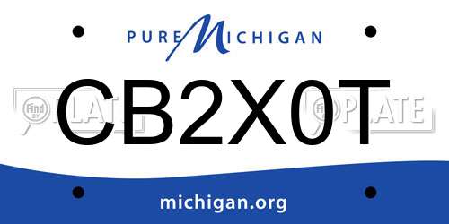 CB2X0T Michigan License Plate
