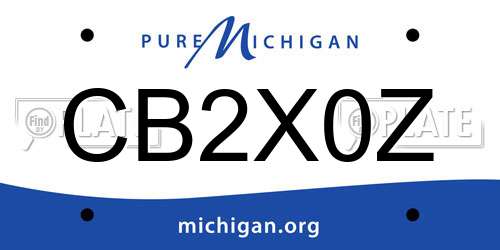 CB2X0Z Michigan License Plate