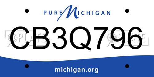 CB3Q796 Michigan License Plate