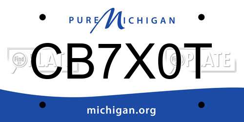 CB7X0T Michigan License Plate