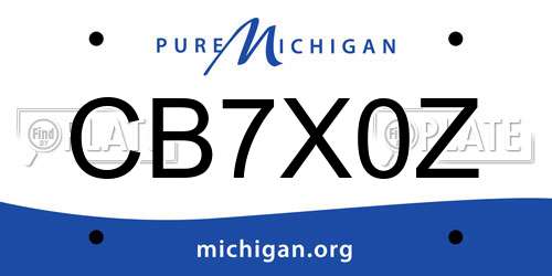 CB7X0Z Michigan License Plate