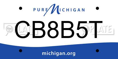 CB8B5T Michigan License Plate
