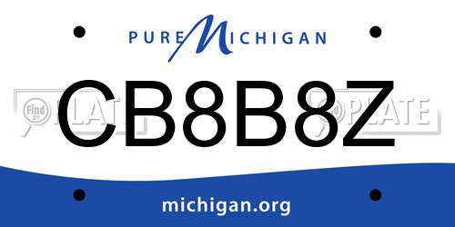CB8B8Z Michigan License Plate