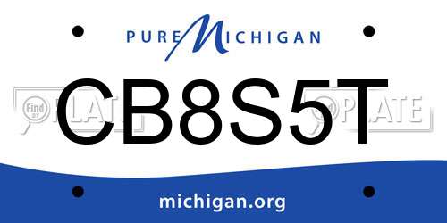 CB8S5T Michigan License Plate