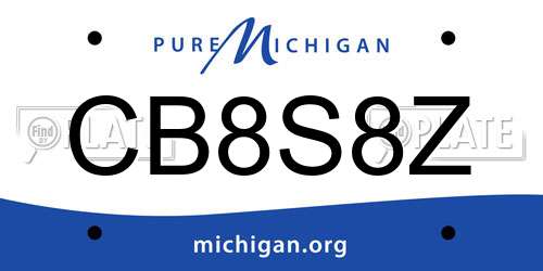 CB8S8Z Michigan License Plate