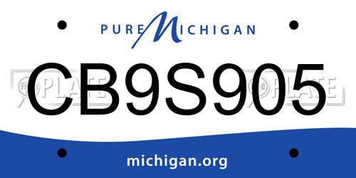 CB9S905 Michigan License Plate