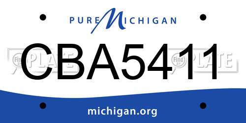 CBA5411 Michigan License Plate