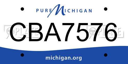 CBA7576 Michigan License Plate