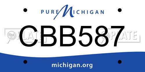 CBB587 Michigan License Plate