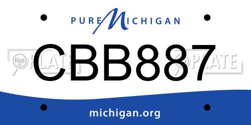 CBB887 Michigan License Plate
