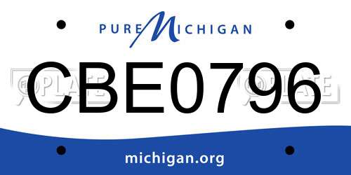 CBE0796 Michigan License Plate