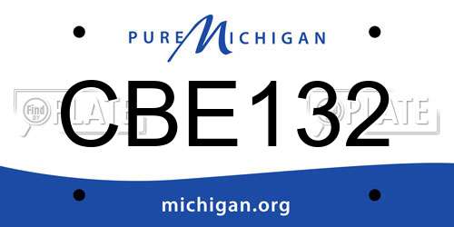 CBE132 Michigan License Plate