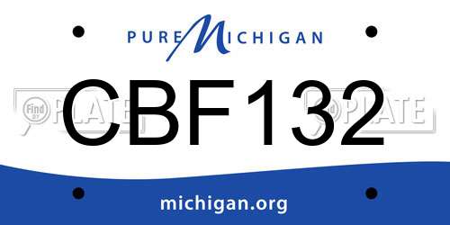 CBF132 Michigan License Plate