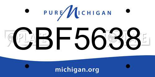 CBF5638 Michigan License Plate