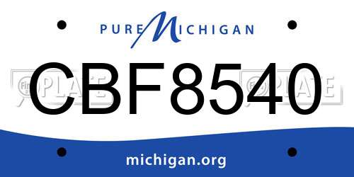 CBF8540 Michigan License Plate
