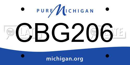 CBG206 Michigan License Plate