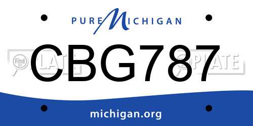 CBG787 Michigan License Plate