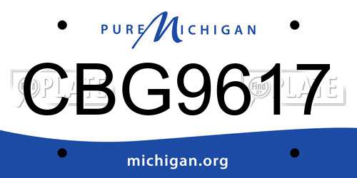 CBG9617 Michigan License Plate