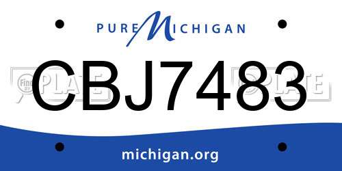 CBJ7483 Michigan License Plate