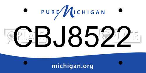 CBJ8522 Michigan License Plate