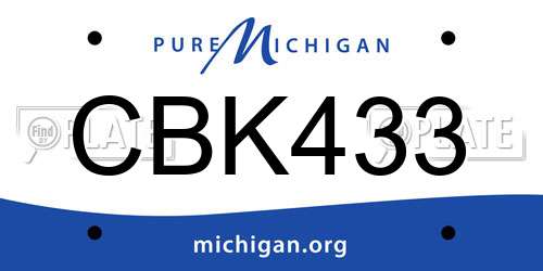 CBK433 Michigan License Plate