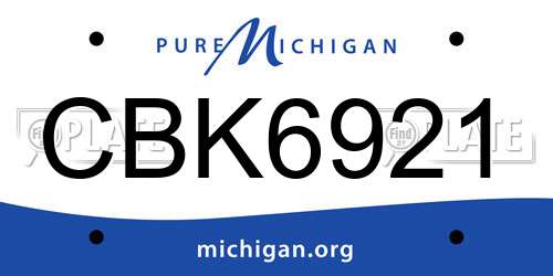 CBK6921 Michigan License Plate