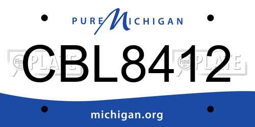 CBL8412 Michigan License Plate