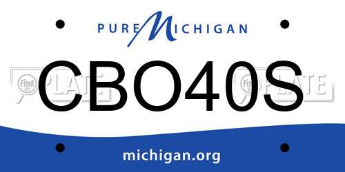 CBO40S Michigan License Plate