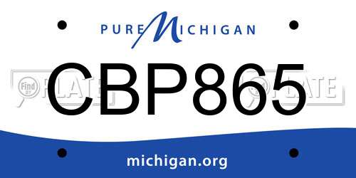 CBP865 Michigan License Plate