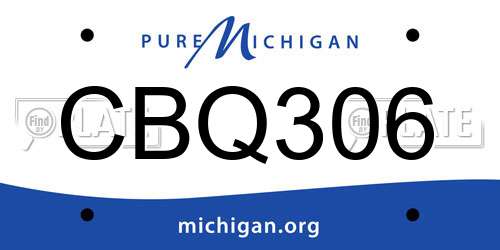 CBQ306 Michigan License Plate