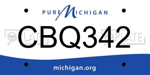 CBQ342 Michigan License Plate